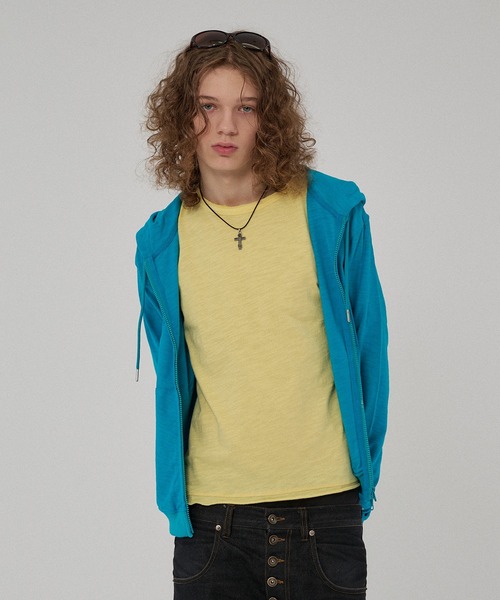 WISH FOR EVER(ウィッシュフォーエバー)の「SLAB DOUBLE ZIP COMPACT HOODIE /スラブダブルジップコンパクトフーディー(パーカー・メンズ・ネイビー/グレー/ホワイト/ブラック/パープル/ターコイズブルー・SMALL/MEDIUM/LARGE)」の15枚目の写真