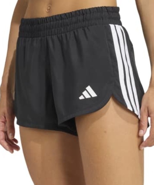 adidas(アディダス)の「アディダス adidas ペーサー ワークアウト スリーストライプス ウーブン ミッドライズ ショーツ(その他パンツ・レディース・ブラック・S/M/L)」の1枚目の写真