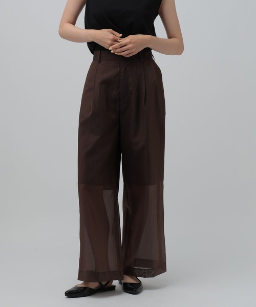 LEPSIM(レプシィム)の「《オフィスライン》シアーピンストライプパンツ 859574(その他パンツ・レディース・ブラック/ブラウン・FREE)」の1枚目の写真