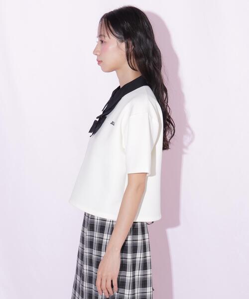 JILL by JILL STUART(ジルバイジルスチュアート)の「フリルポロカットソー(Tシャツ/カットソー・レディース・ブルー/ホワイト/ブラック・FREE)」の4枚目の写真
