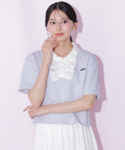 JILL by JILL STUART(ジルバイジルスチュアート)の「フリルポロカットソー(Tシャツ/カットソー・レディース・ブルー/ホワイト/ブラック・FREE)」の3枚目の写真