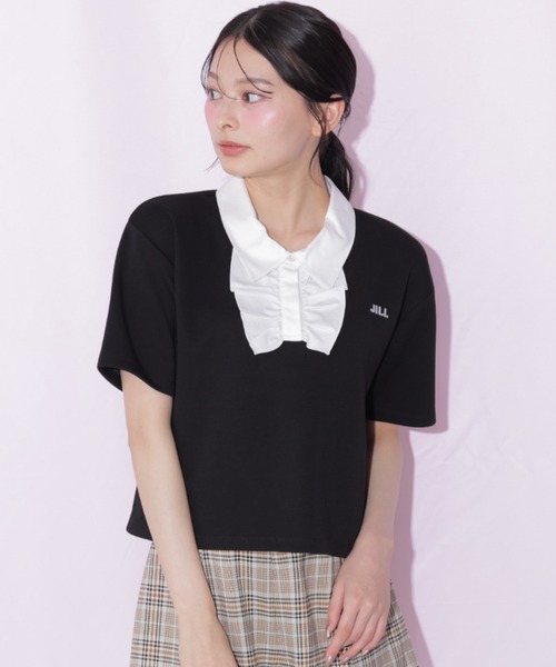 JILL by JILL STUART(ジルバイジルスチュアート)の「フリルポロカットソー(Tシャツ/カットソー・レディース・ブルー/ホワイト/ブラック・FREE)」の2枚目の写真