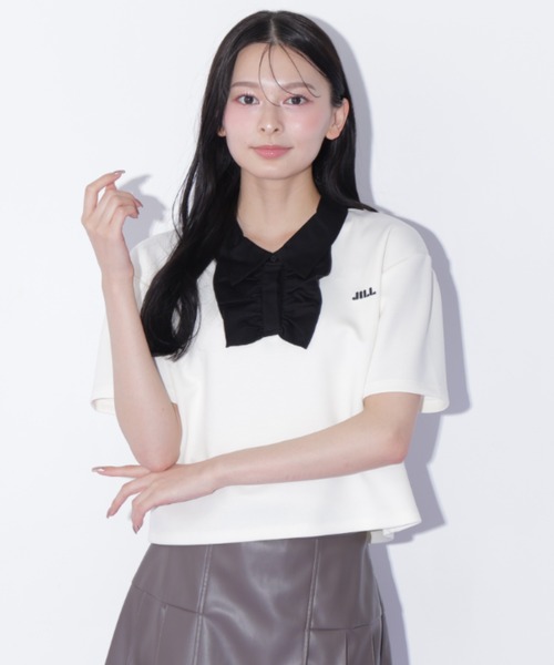 JILL by JILL STUART(ジルバイジルスチュアート)の「フリルポロカットソー(Tシャツ/カットソー・レディース・ブルー/ホワイト/ブラック・FREE)」の13枚目の写真