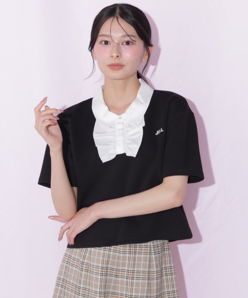 JILL by JILL STUART(ジルバイジルスチュアート)の「フリルポロカットソー(Tシャツ/カットソー・レディース・ブルー/ホワイト/ブラック・FREE)」の6枚目の写真