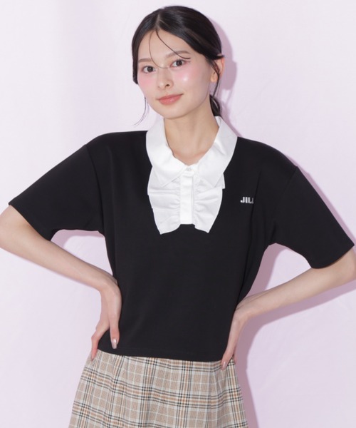 JILL by JILL STUART(ジルバイジルスチュアート)の「フリルポロカットソー(Tシャツ/カットソー・レディース・ブルー/ホワイト/ブラック・FREE)」の7枚目の写真