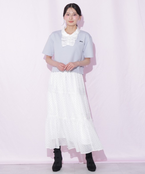 JILL by JILL STUART(ジルバイジルスチュアート)の「フリルポロカットソー(Tシャツ/カットソー・レディース・ブルー/ホワイト/ブラック・FREE)」の9枚目の写真