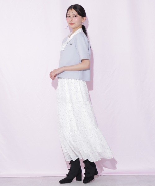 JILL by JILL STUART(ジルバイジルスチュアート)の「フリルポロカットソー(Tシャツ/カットソー・レディース・ブルー/ホワイト/ブラック・FREE)」の10枚目の写真