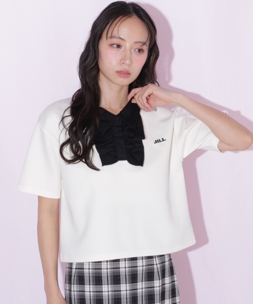 JILL by JILL STUART(ジルバイジルスチュアート)の「フリルポロカットソー(Tシャツ/カットソー・レディース・ブルー/ホワイト/ブラック・FREE)」の16枚目の写真