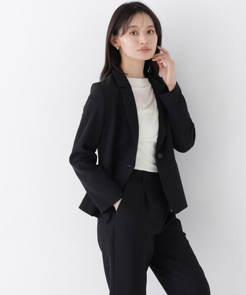 NATURAL BEAUTY BASIC(ナチュラルビューティーベーシック)の「ストレッチツイル SETUP シングルテーラードジャケット(テーラードジャケット・レディース・ネイビー/ブラック・SMALL/MEDIUM/LARGE)」の5枚目の写真