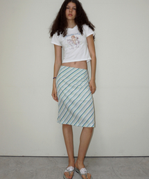 Vertical stripe midi skirt - Green