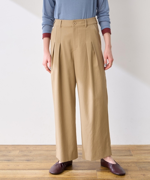 LE SOUK HOLIDAY（ルスークホリデー）の「タックチノパンツ【UVカット・後ろウエストゴム】（その他パンツ・レディース・ブラック/ベージュ/ダークブラウン・L/M）」の3枚目の写真
