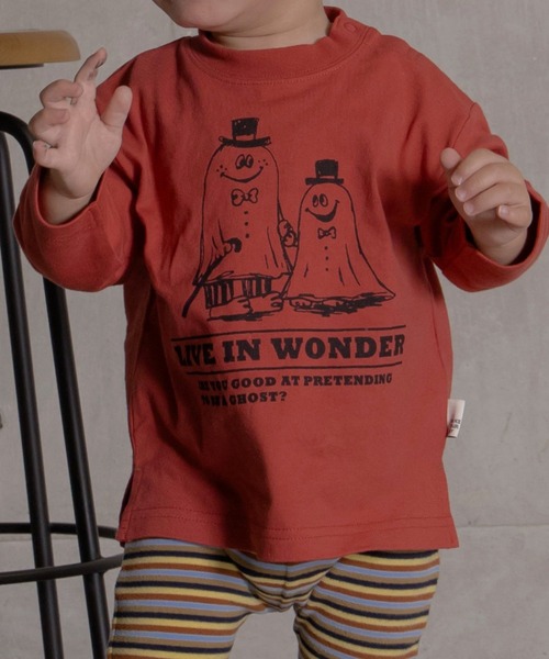 MAKE YOUR DAY(メイクユアデイ)の「不思議の国のゴースト長袖Tシャツ■80~140cm(Tシャツ/カットソー・キッズ・レッド/アイボリー・80/90/100/110/140/120/130)」の2枚目の写真