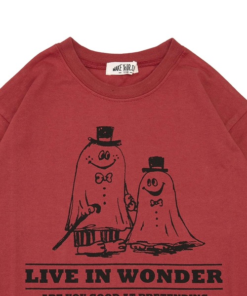 MAKE YOUR DAY(メイクユアデイ)の「不思議の国のゴースト長袖Tシャツ■80~140cm(Tシャツ/カットソー・キッズ・レッド/アイボリー・80/90/100/110/140/120/130)」の7枚目の写真
