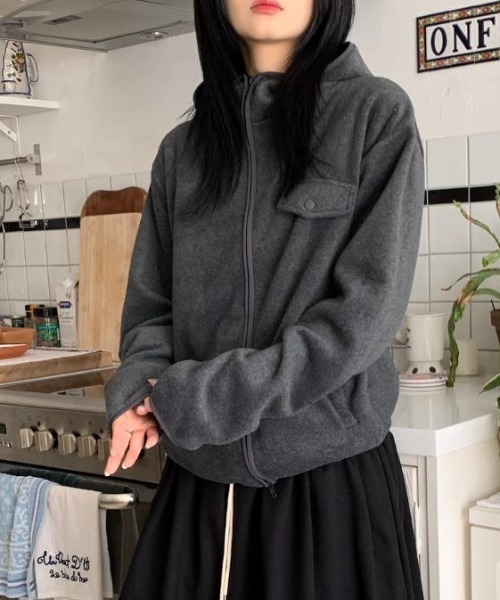 semplice(センプリチェ)の「ショートコート【韓国ファッション】(その他アウター・レディース・ダークグレー/ブラック/ライトグレー・F)」の15枚目の写真