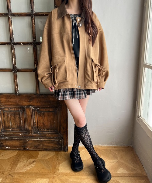 PHILLY(フィリー)の「《セットアップ可能◎》バイカラーリボンポケットスウェードタッチジャケット(ブルゾン・レディース・ダークブラウン/ブラウン・FREE)」の11枚目の写真