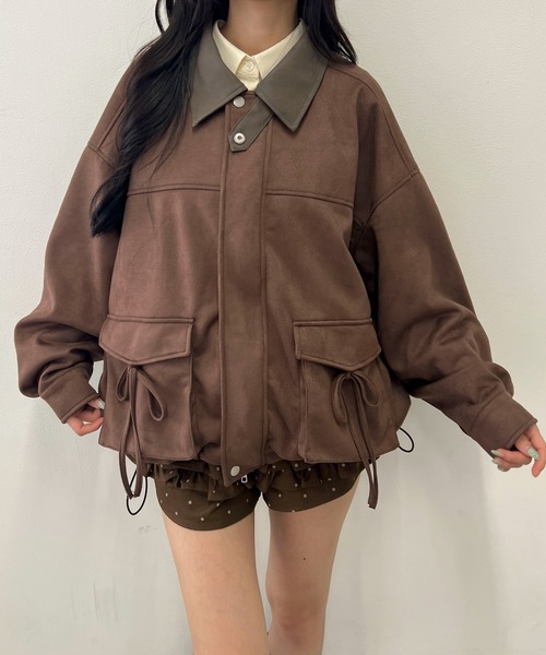 PHILLY(フィリー)の「《セットアップ可能◎》バイカラーリボンポケットスウェードタッチジャケット(ブルゾン・レディース・ダークブラウン/ブラウン・FREE)」の21枚目の写真