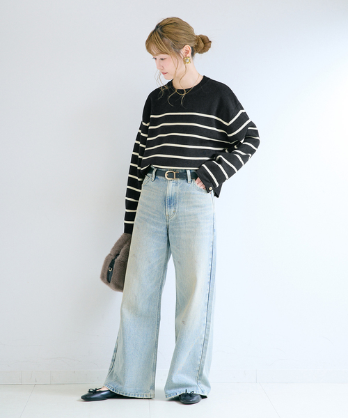 B.C STOCK(ベーセーストック)の「ウォッシャブル / 袖タッククルーネックプルオーバー(ニット/セーター・レディース・ブラック系その他/ブラウン/ホワイト/レッド・FREE)」の20枚目の写真