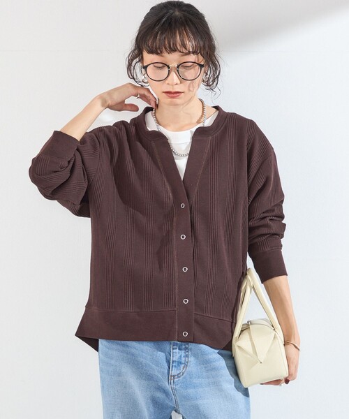 SHIPS Colors(シップス カラーズ)の「SHIPS Colors:〈手洗い可能〉変形 ワッフル スキッパー カーディガン◆(カーディガン/ボレロ・レディース・ライトブルー/ネイビー/ブラウン/オフホワイト・ONE SIZE)」の15枚目の写真