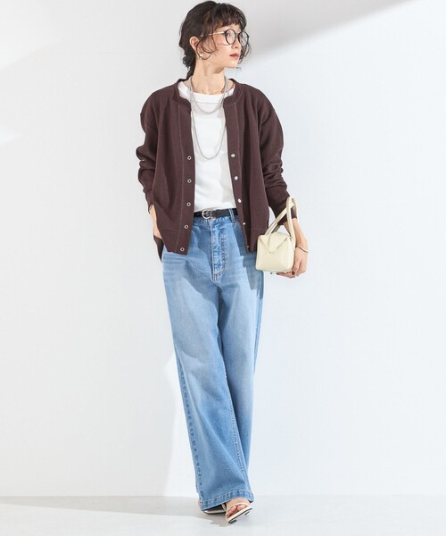 SHIPS Colors(シップス カラーズ)の「SHIPS Colors:〈手洗い可能〉変形 ワッフル スキッパー カーディガン◆(カーディガン/ボレロ・レディース・ライトブルー/ネイビー/ブラウン/オフホワイト・ONE SIZE)」の17枚目の写真