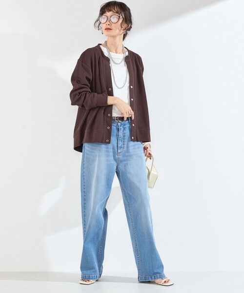 SHIPS Colors(シップス カラーズ)の「SHIPS Colors:〈手洗い可能〉変形 ワッフル スキッパー カーディガン◆(カーディガン/ボレロ・レディース・ライトブルー/ネイビー/ブラウン/オフホワイト・ONE SIZE)」の18枚目の写真