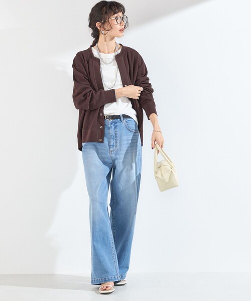 SHIPS Colors(シップス カラーズ)の「SHIPS Colors:〈手洗い可能〉変形 ワッフル スキッパー カーディガン◆(カーディガン/ボレロ・レディース・ライトブルー/ネイビー/ブラウン/オフホワイト・ONE SIZE)」の19枚目の写真
