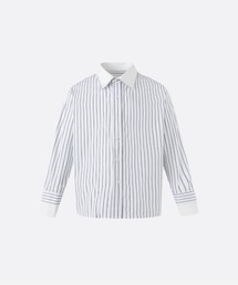 Contrast Collar Cuff Pinstripe Shirt