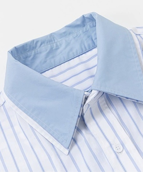 U:UME(ユーム)の「Contrast Collar Cuff Pinstripe Shirt(シャツ/ブラウス・メンズ・ブラック/ブルー・XX-LARGE/X-LARGE/LARGE/MEDIUM)」の3枚目の写真