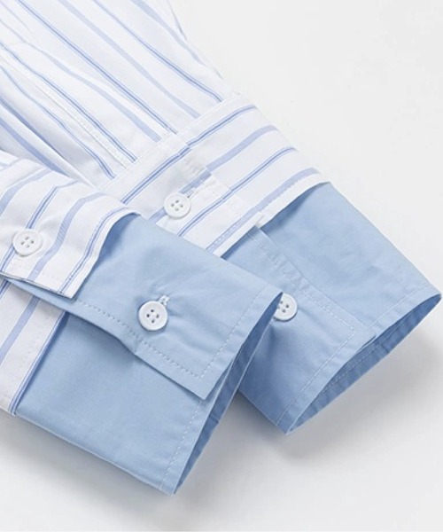 U:UME(ユーム)の「Contrast Collar Cuff Pinstripe Shirt(シャツ/ブラウス・メンズ・ブラック/ブルー・XX-LARGE/X-LARGE/LARGE/MEDIUM)」の5枚目の写真