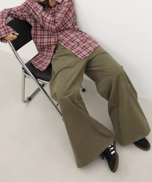 SHERU(シェル)の「ヴィンテージ調ルーズシルエットチェック長袖シャツ(シャツ/ブラウス・レディース・グレー/グリーン/レッド・M)」の14枚目の写真
