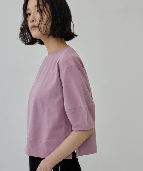 GALLEST(ギャレスト)の「ハーフスリーブフォルムカットソー【接触冷感/新色追加】(Tシャツ/カットソー・レディース・ベビーピンク/ブラウン系その他/チャコールグレー・38)」の3枚目の写真