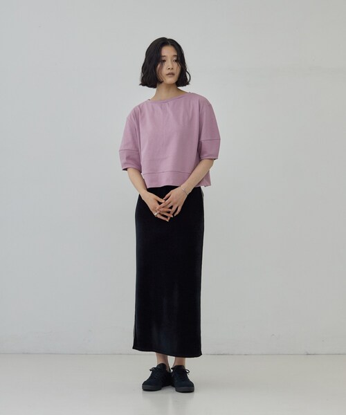 GALLEST(ギャレスト)の「ハーフスリーブフォルムカットソー【接触冷感/新色追加】(Tシャツ/カットソー・レディース・ベビーピンク/ブラウン系その他/チャコールグレー・38)」の11枚目の写真