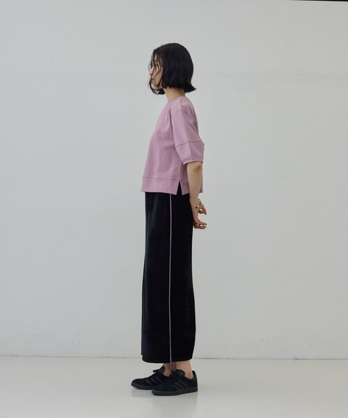 GALLEST(ギャレスト)の「ハーフスリーブフォルムカットソー【接触冷感/新色追加】(Tシャツ/カットソー・レディース・ベビーピンク/ブラウン系その他/チャコールグレー・38)」の12枚目の写真
