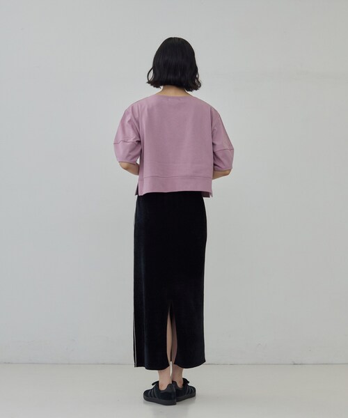 GALLEST(ギャレスト)の「ハーフスリーブフォルムカットソー【接触冷感/新色追加】(Tシャツ/カットソー・レディース・ベビーピンク/ブラウン系その他/チャコールグレー・38)」の13枚目の写真