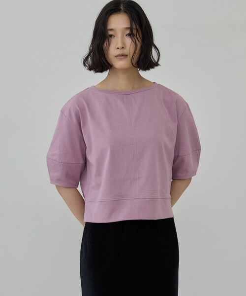 GALLEST(ギャレスト)の「ハーフスリーブフォルムカットソー【接触冷感/新色追加】(Tシャツ/カットソー・レディース・ベビーピンク/ブラウン系その他/チャコールグレー・38)」の6枚目の写真