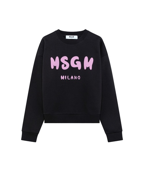 MSGM(エムエスジーエム)の「MSGM ブラッシュドロゴ スウェットシャツ(スウェット・レディース・ブラック・XL/L/M/S)」の1枚目の写真