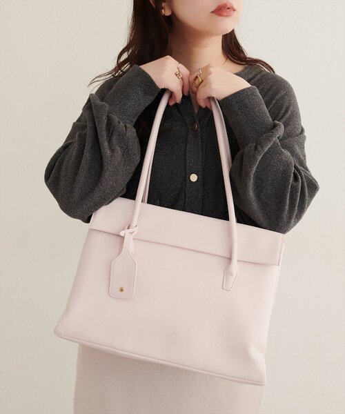 natural couture(ナチュラルクチュール)の「A4対応3ポケットトートBAG(トートバッグ・レディース・ピンク/ライトベージュ/ブラウン/ブラック・FREE)」の4枚目の写真