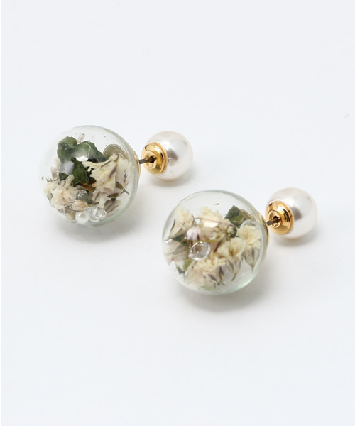 studio CLIP(スタディオクリップ)の「ガラスボールフラワーリバーピアス(ピアス(両耳用)・レディース・イエロー/パープル/オフホワイト・FREE)」の6枚目の写真