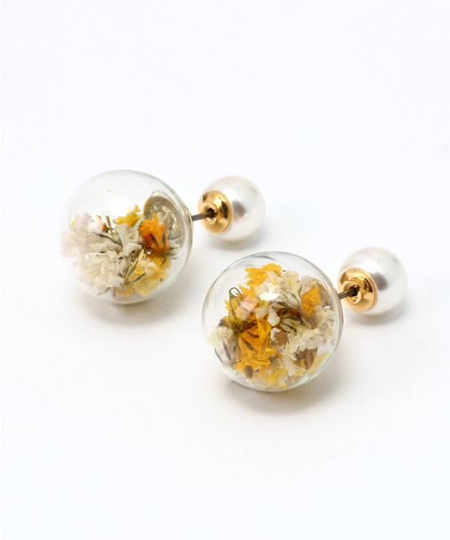 studio CLIP(スタディオクリップ)の「ガラスボールフラワーリバーピアス(ピアス(両耳用)・レディース・イエロー/パープル/オフホワイト・FREE)」の8枚目の写真