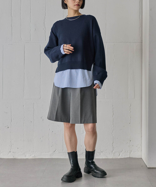 for/c(フォーシー)の「きれいめはっ水タックハーフパンツ【サスティナブル】(その他パンツ・レディース・ブラック/チャコール/グレー・M/L)」の2枚目の写真
