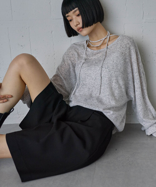 for/c(フォーシー)の「きれいめはっ水タックハーフパンツ【サスティナブル】(その他パンツ・レディース・ブラック/チャコール/グレー・M/L)」の12枚目の写真