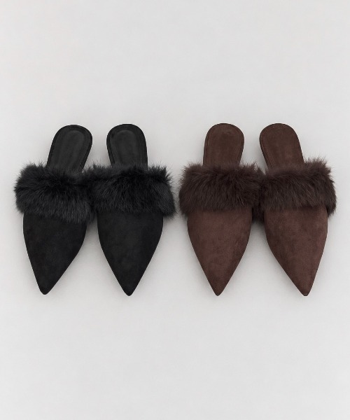 Rohwel(ローウェル)の「Pointed Fur Mules / ポインテッドファーミュール(パンプス・レディース・ブラック/ブラウン・SMALL/LARGE/MEDIUM)」の19枚目の写真