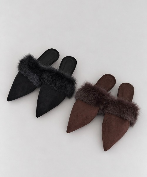 Rohwel(ローウェル)の「Pointed Fur Mules / ポインテッドファーミュール(パンプス・レディース・ブラック/ブラウン・SMALL/LARGE/MEDIUM)」の20枚目の写真