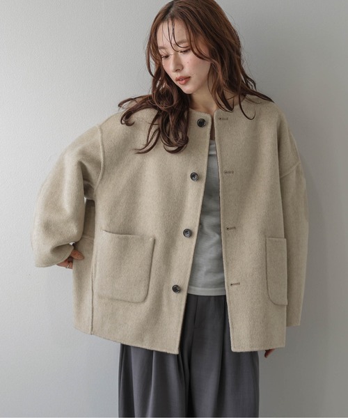 La-gemme(ラジェム)の「ノーカラー リバーシブルコート/ウール78%/配色/ふんわり起毛(その他アウター・レディース・ピンク系その他/ベージュ系その他/ブラウン系その他・フリー)」の15枚目の写真