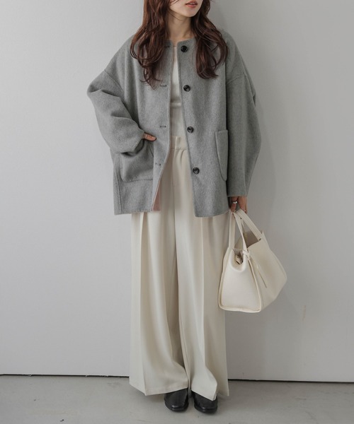 La-gemme(ラジェム)の「ノーカラー リバーシブルコート/ウール78%/配色/ふんわり起毛(その他アウター・レディース・ピンク系その他/ベージュ系その他/ブラウン系その他・フリー)」の18枚目の写真