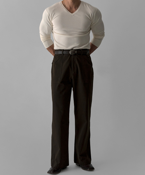 BOWLOW PRODUCT（バウロープロダクト）の「コットンパティグフレアパンツ[ブラウン]（その他パンツ・メンズ・その他・LARGE/MEDIUM/X-LARGE）」の5枚目の写真