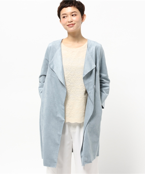 DouDou（ドゥドゥ）の「【DouDou】【再入荷】フェイクスエードコート（その他アウター・レディース・サックスブルー/グレー/キャメル・FREE）」の3枚目の写真