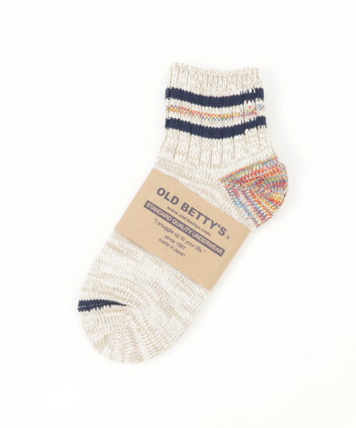 OLD BETTY'S(オールドベティーズ)の「Lady's Short Line Socks (Standard)/ショートラインソックス(ソックス/靴下・レディース・グリーン/ピンク/アイボリー/ブラック/ネイビー/イエロー/レッド/ブルー系その他/マスタード/サックスブルー/ブルー系その他2・S)」の3枚目の写真