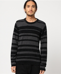 NICOLE CLUB FOR MEN | バルキー×フェザーボーダークルーネックニット(ニット/セーター)