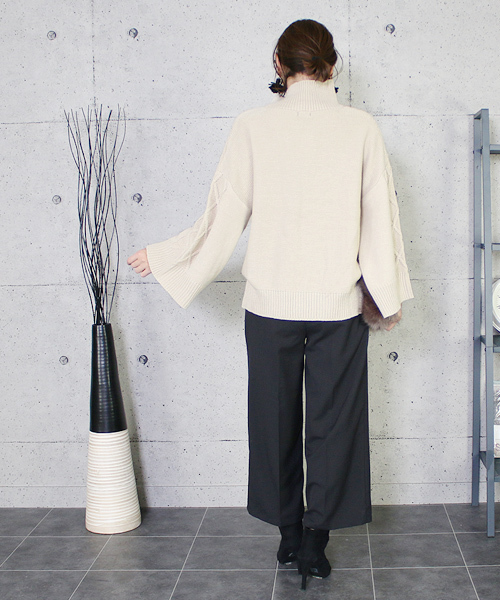 reca（レカ）の「アラン編みベル袖ハイネックニット（ニット/セーター・レディース・レッド系その他/ブラック/ライトベージュ・M）」の19枚目の写真