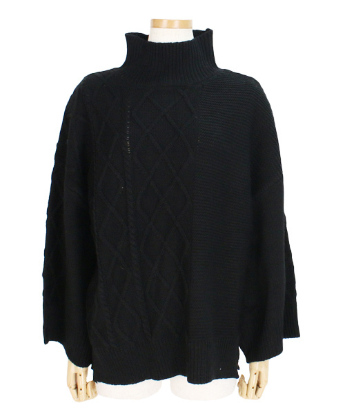 reca（レカ）の「アラン編みベル袖ハイネックニット（ニット/セーター・レディース・レッド系その他/ブラック/ライトベージュ・M）」の21枚目の写真